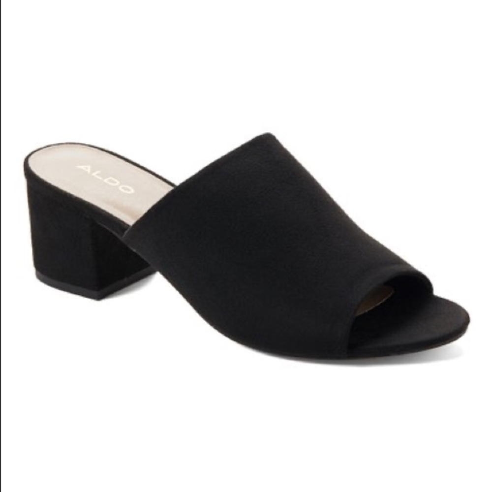 Aldo black suede mule